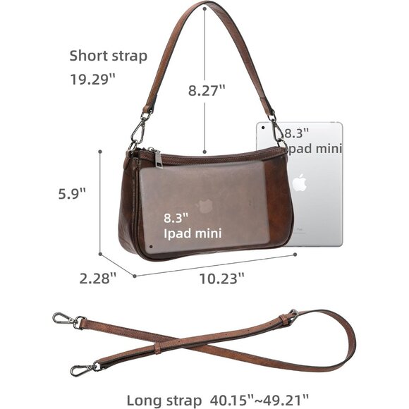 Designer Small Leather Crossbody Purse with Suede Lining and Zipper Closure - Picture 3 of 7